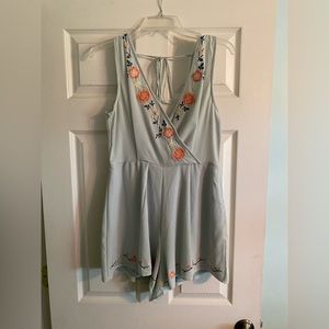Altar’d State mint green romper with floral design